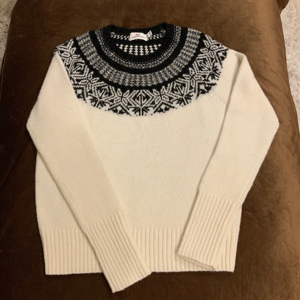 Vineyard Vines Black Ivory S Crewneck Sweater Scandi Cottagecore Cabincore
